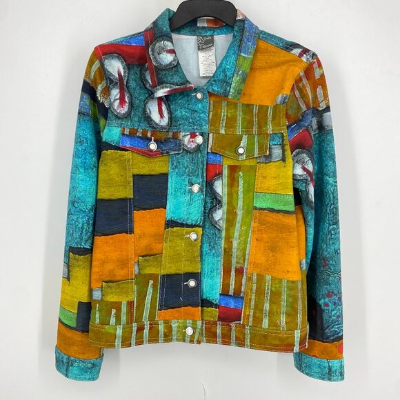 Dolcezza Art Print Vibrant Jacket Sz Small - Picture 1 of 7